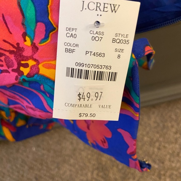 Blue and pink J Crew Factory cotton top with spaghetti staps, size 8, NWT - Picture 4 of 4